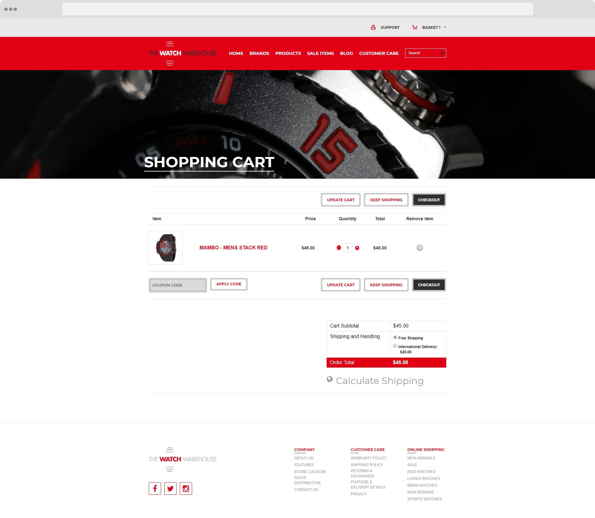 Watch Warehouse Cart Webpage Design