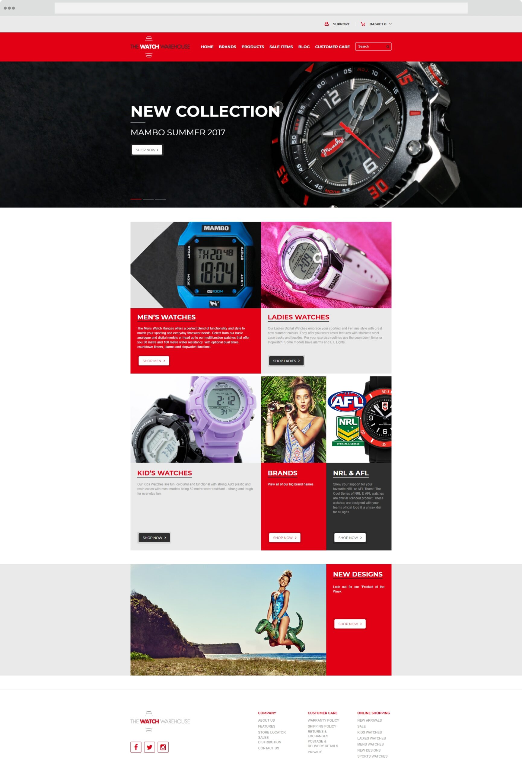 Watch Warehouse Homepage Web Design