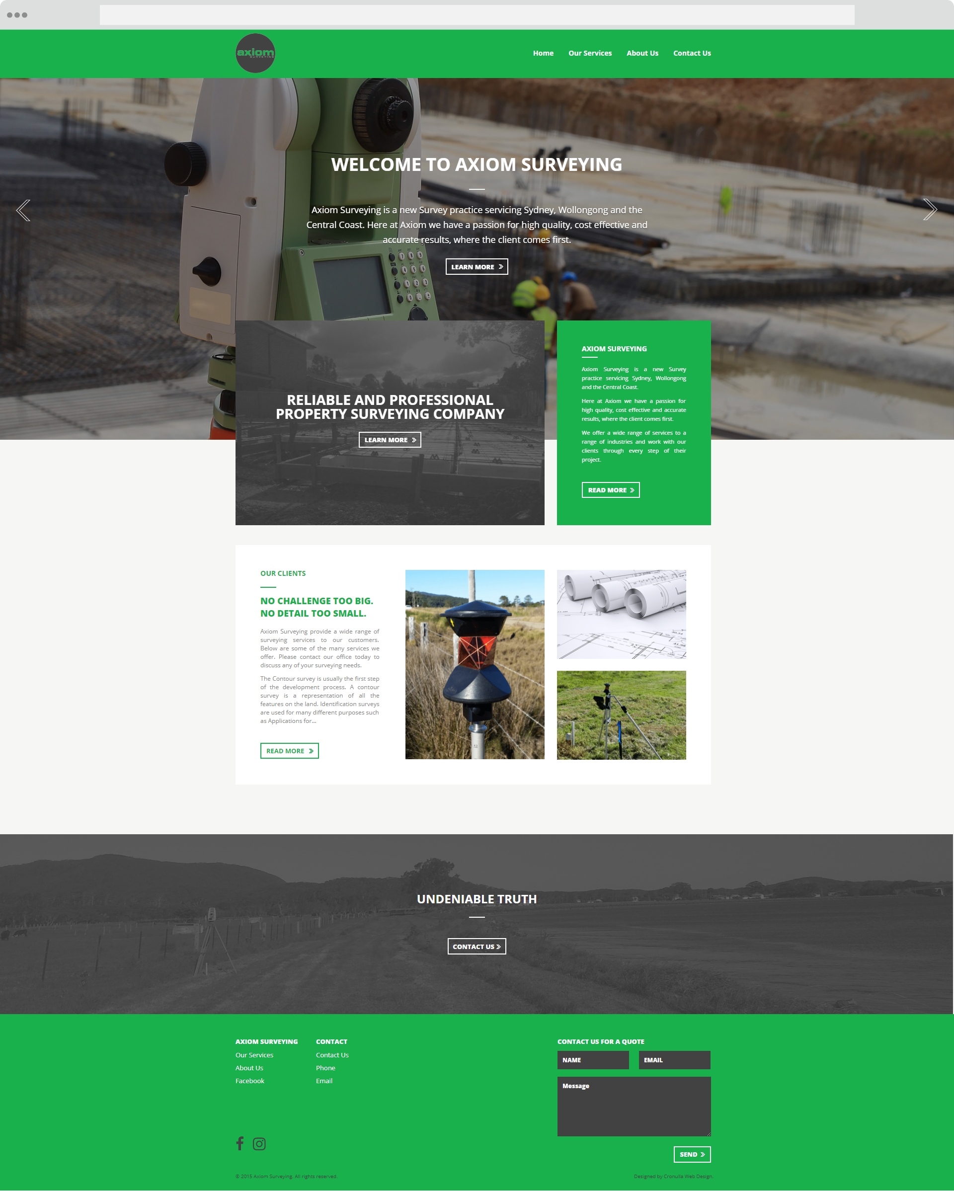 axiom surveying homepage web design