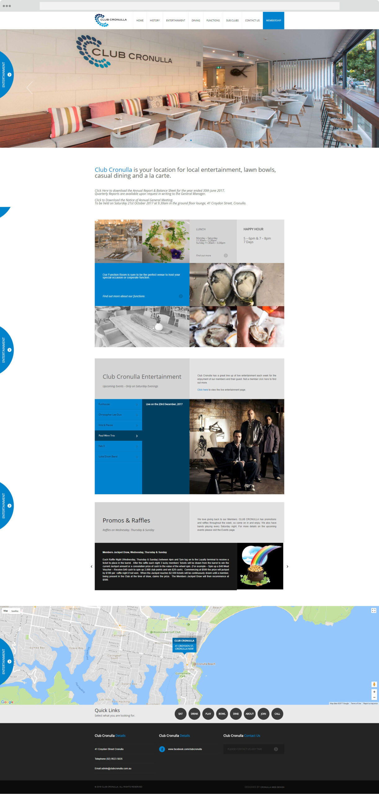 Club Cronulla Homepage Web Design