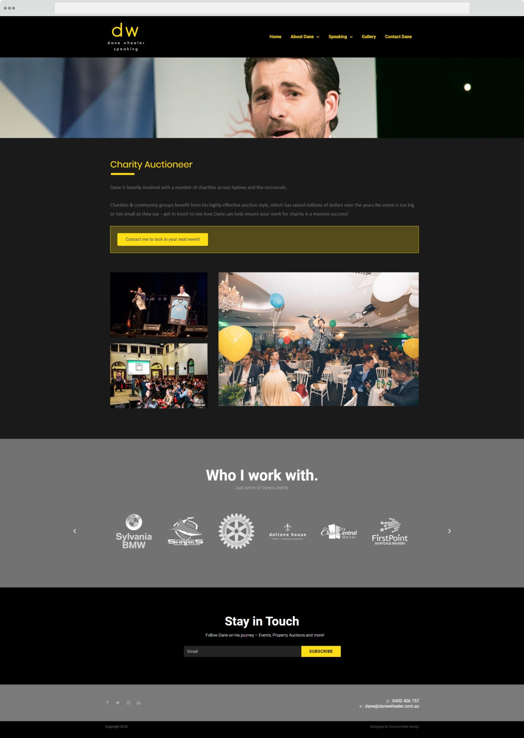 Dane Wheeler Subpage Web Design